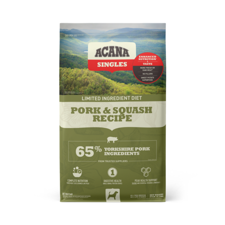 Acana Dog Dry GF Singles Pork & Squash 25# - Southeast Pet Online Ordering