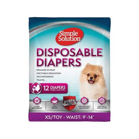 Simple Solution Diapers Disposable XSmall - Toy 12 Pack - Southeast Pet ...