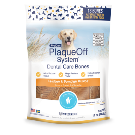 Swedencare Plaqueoff Dental Care Bones Chicken & Pumpkin 17 oz ...