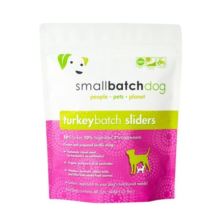 Small Batch Dog Frozen Sliders Turkey 3# - Southeast Pet Online Ordering