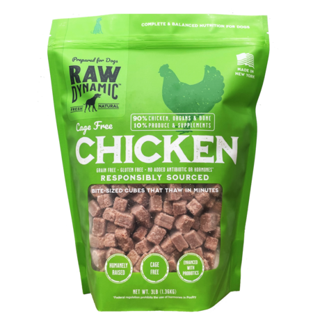 Raw Dynamic Frozen Dog Food Chicken 3# - Southeast Pet Online Ordering