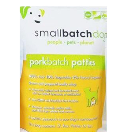 Small Batch Dog Frozen Patties Pork 6# - Southeast Pet Online Ordering