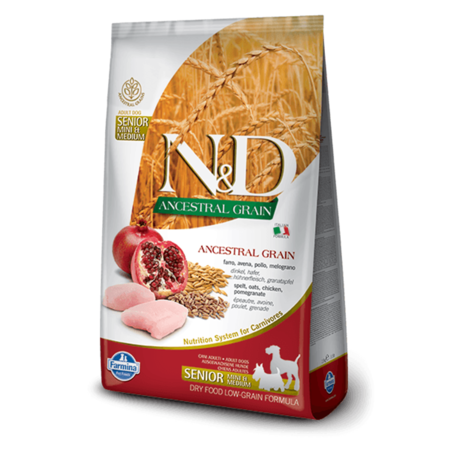 Farmina Dog Dry ANCESTRAL GRAIN Chicken & Pomegranate Senior Mini 5.5 ...